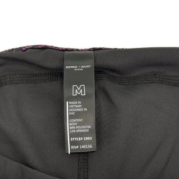 Romeo + Juliet Womens Active Leggings Black Purple Stretch Full Length M New - Picture 8 of 10